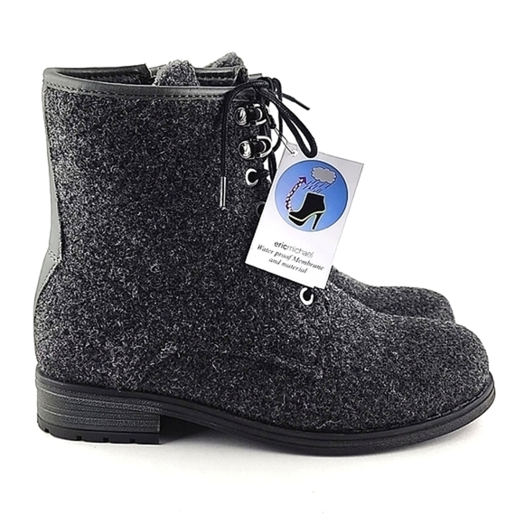 Eric Michael Caterina Waterproof Lace Up Grey Wool Blend  Ankle Boots Sz 36 / 6 - Picture 5 of 14